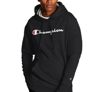 Champion Men's Powerblend Fleece Graphic Script Logo Pullover Hoodie,